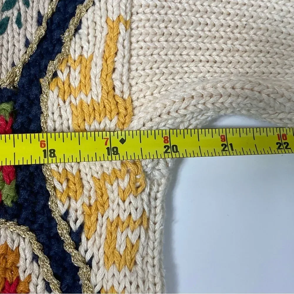 Vintage 1990's White Stag Fall Knit Patchwork Sweater Women's Size Small